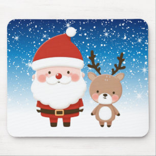 Tapis De Souris Joli Père Noël de Noël & Renne 
