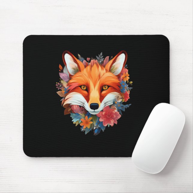 Tapis De Souris Joli Renard Aquarelle Fleur Mignon (Avec souris)