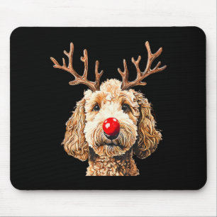 Tapis De Souris Joli Renne Drôle Santa Goldendoodle Noël T