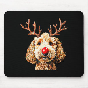 Tapis De Souris Joli Renne Santa Goldendoodle Noël Xmas Ho