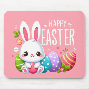 Tapis De Souris Joli, rose et heureux lapin de Pâques