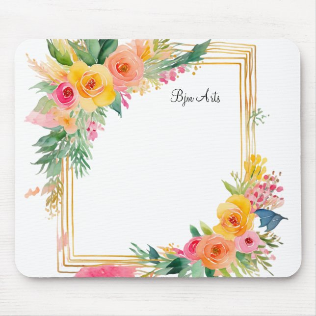 Tapis De Souris Joli Rose Et Jaune (Devant)