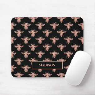 Tapis De Souris Joli Rose Gold Rose Filles Abeilles Monogramme Noi