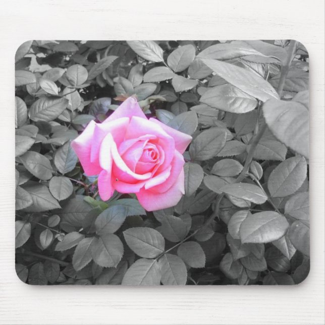 Tapis De Souris Joli Rose Rose Noir Blanc (Devant)