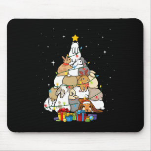 Tapis De Souris Joli sapin de Noël avec lapin 1
