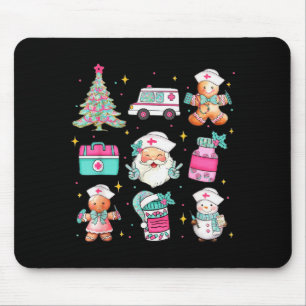 Tapis De Souris Joli sapin de Noël infirmière Santa thème médical