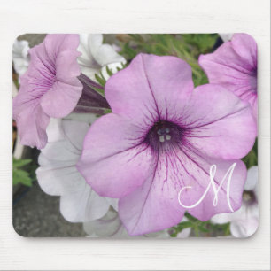 Tapis De Souris Joli violet Pétunia Fleur Monogramme Photo