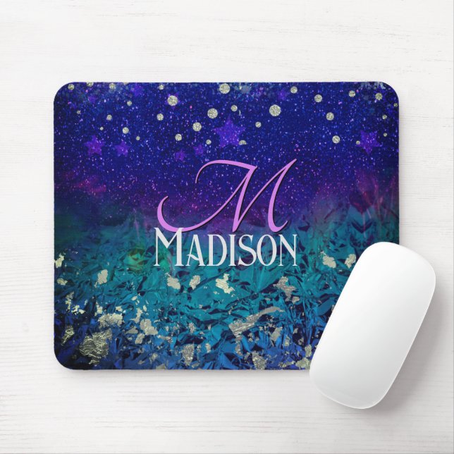 Tapis De Souris Joli violet turquoise ombre parties scintillant mo (Avec souris)
