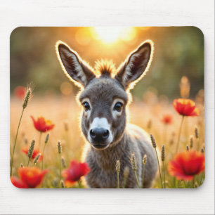 Tapis De Souris Jolie âne rouge pavot adorable animal art