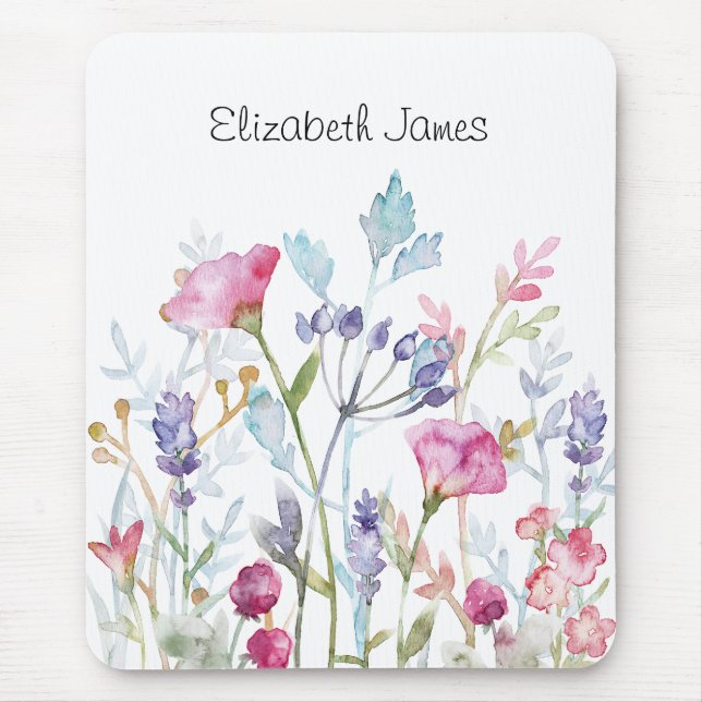 Tapis De Souris Jolie aquarelle Fleurs et baies (Devant)