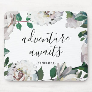 Tapis De Souris Jolie aventure florale attend avec le nom