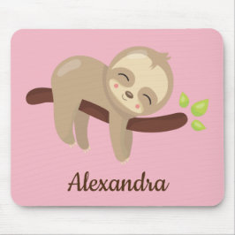 Tapis De Souris Jolie fentes sur arbre Kawaii Illustration animale