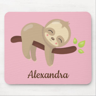 Tapis De Souris Jolie fentes sur arbre Kawaii Illustration animale