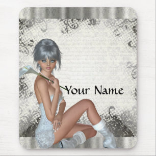 Tapis De Souris Jolie fille et damas argent