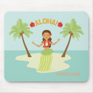Tapis De Souris Jolie fille hawaïenne hula luau aloha