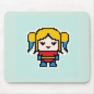 Tapis De Souris Jolie fille pixellisée jetez oreiller poche montre
