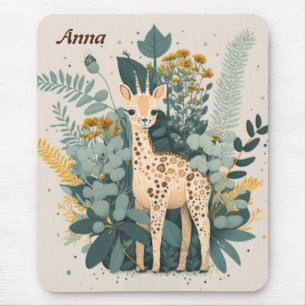 Tapis De Souris Jolie girafe fleurie carnet porte - bloc
