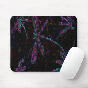 Tapis De Souris Jolie libellule bleu violet sur le noir