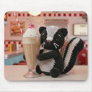 Tapis De Souris Jolie mouffette au crochet au rétro diner