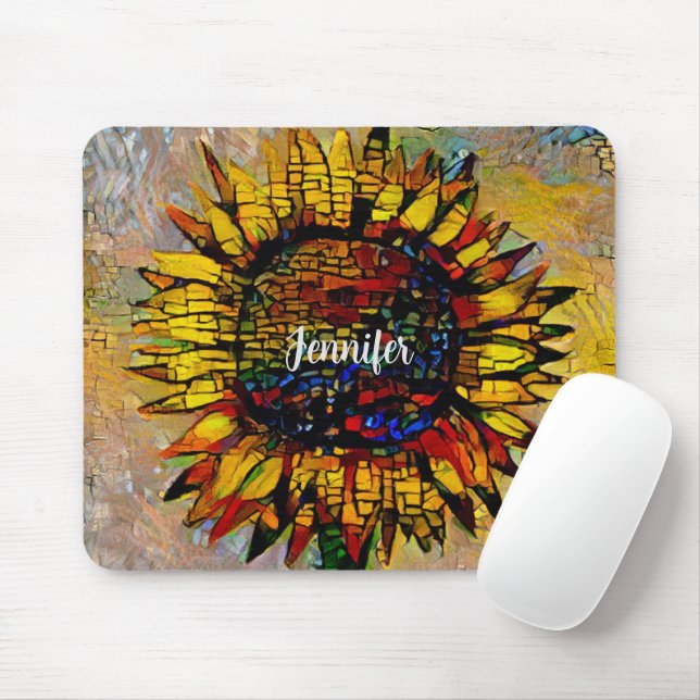 Tapis De Souris Jolie peinture Abstraite de tournesol (Avec souris)