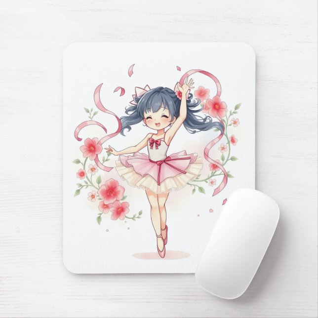 Tapis De Souris Jolie petite fille ballerine (Avec souris)