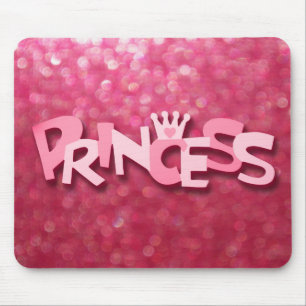 Tapis De Souris Jolie Princesse Rose Pailletée Bokeh