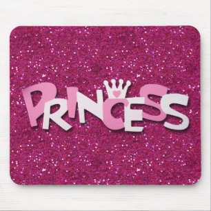 Tapis De Souris Jolie Princesse Rose Pailletée Brillante