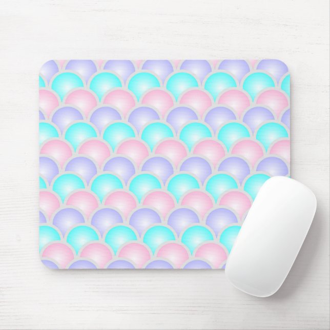 Tapis De Souris jolie rose aqua bleu pastel écailles de sirène (Avec souris)