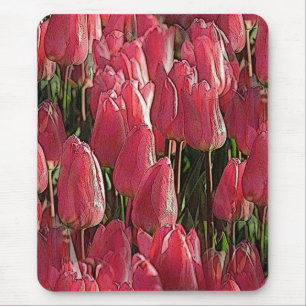 Tapis De Souris Jolie tulipe rose