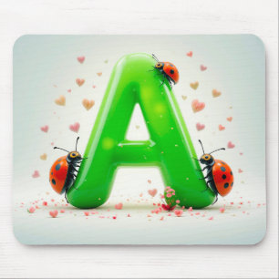 Tapis De Souris Jolies coccinelles sur la lettre verte de l'alphab