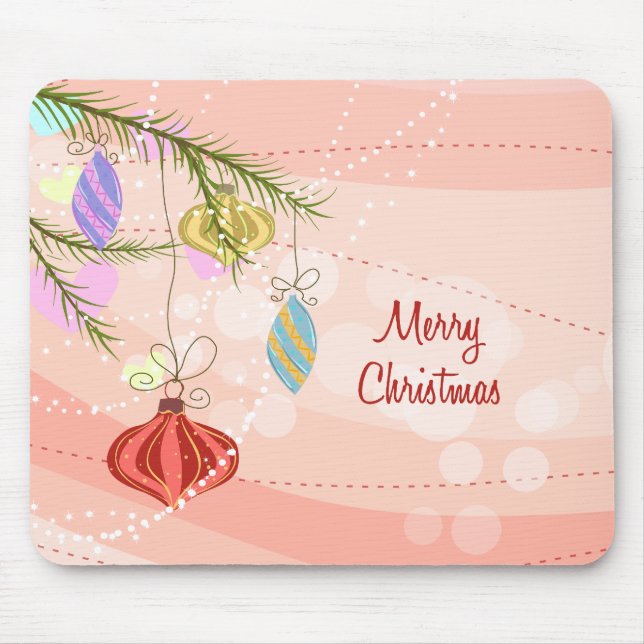 Tapis De Souris Jolies ornements rose Noël Pepad (Devant)
