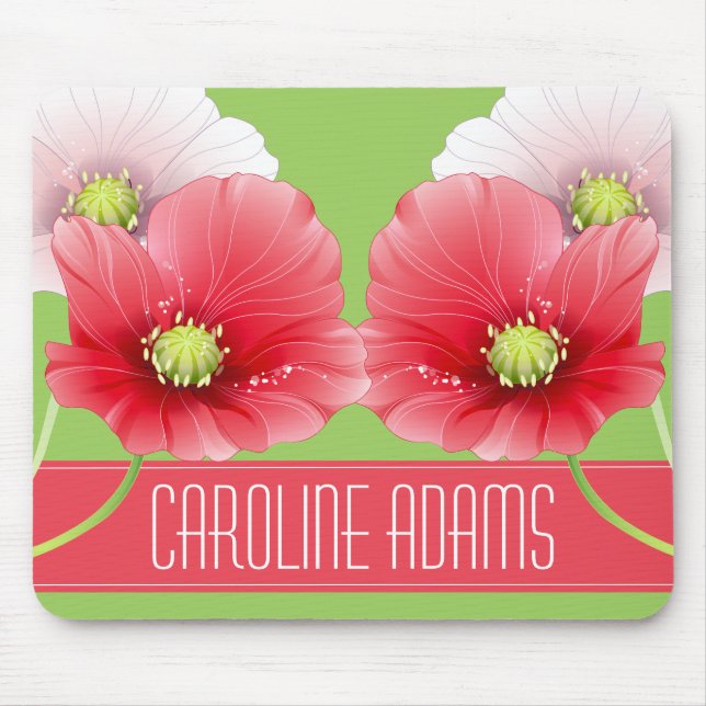 Tapis De Souris Jolies Poppies Floral Monogramme (Devant)