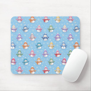 Tapis De Souris Jolis bonshommes de neige dans des flocons de neig