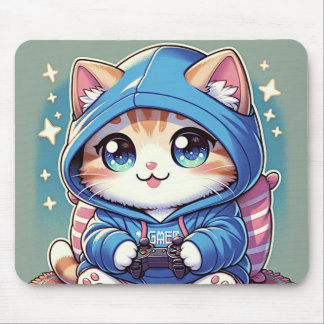 Tapis De Souris Jouer Chat Gamer dans un cadre confortable