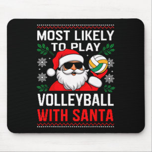 Tapis De Souris Jouer le volley-ball Père Noël Christmas Matchi
