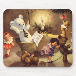 Tapis De Souris Jouets de Noël vintage, poupées dansantes, ours en