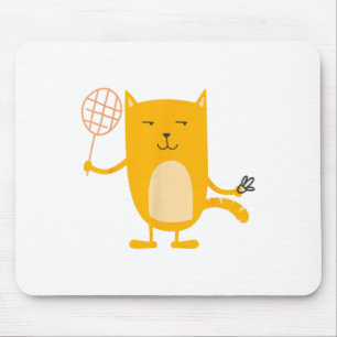 Tapis De Souris Joueur de badminton graphique de chat Fusée Sports