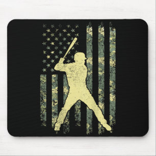 Tapis De Souris Joueur de baseball Drapeau Américain Camo USA Patr