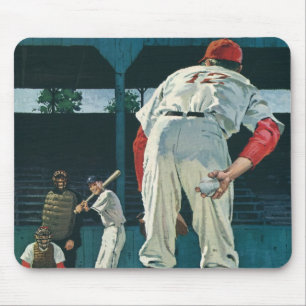 Tapis De Souris Joueur de baseball vintage sur Mound