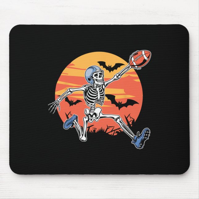 Tapis De Souris Joueur de football américain Skeleton Halloween Ho (Devant)