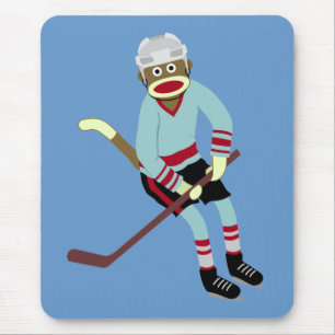 Tapis De Souris Joueur de hockey de singe de chaussette
