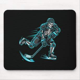 Tapis De Souris Joueur de hockey sur glace squelette drôle Hallowe