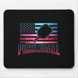 Tapis De Souris Joueur de paddle de pickleball patriotique drapeau