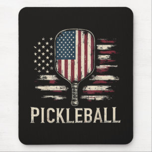 Tapis De Souris Joueur de Pickleball Drapeau américain Rétro Paddl