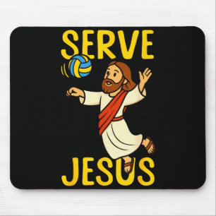 Tapis De Souris Joueur de volley-ball Équipe Jésus Sert Jésus