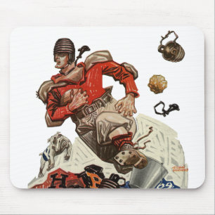 Tapis De Souris Joueur du quart-tour de football sportif vintage