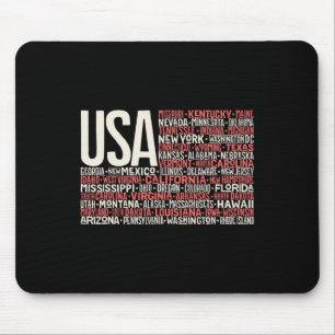 Tapis De Souris Jour 4 Juillet Usa Drapeau Amérique Carte d'Etat N