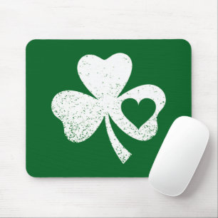 Tapis De Souris Jour de la Saint-Patrick vert Shamrock du cœur de