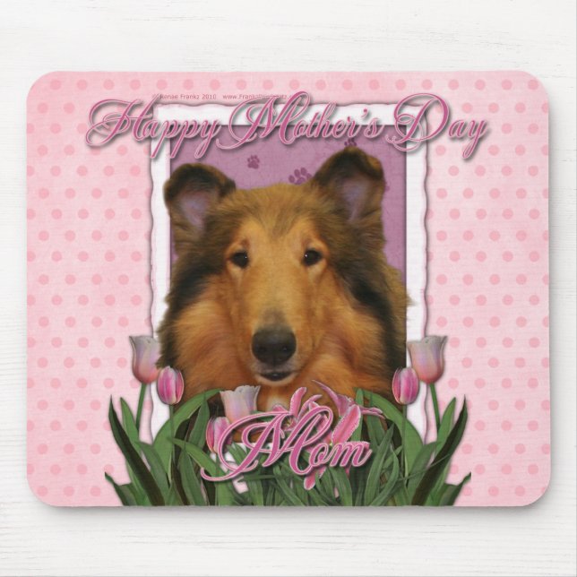 Tapis De Souris Jour de mères - tulipes roses - colley - Natalie (Devant)