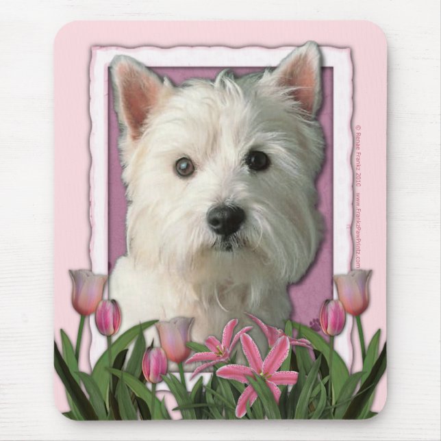 Tapis De Souris Jour de mères - tulipes roses - Terrier des (Devant)